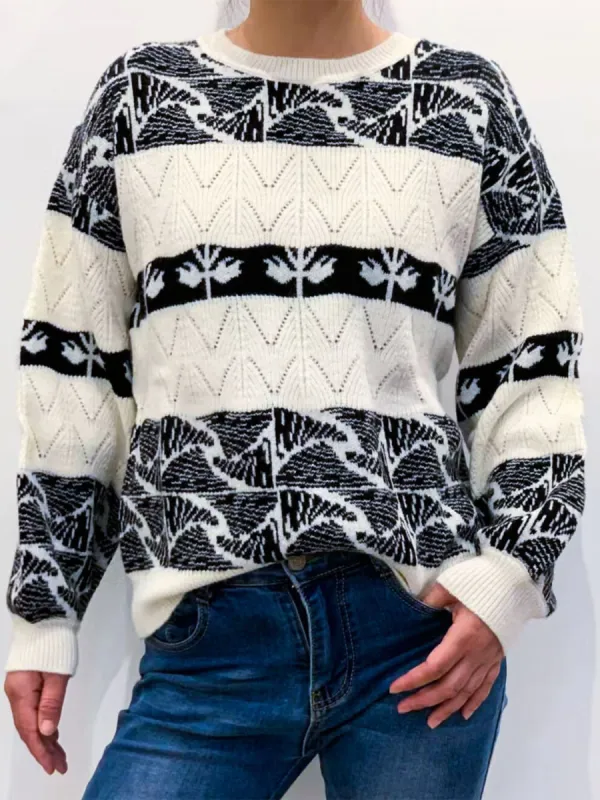 Color Block Round Neck Dropped Shouler Sweater sold by Charming Charlie