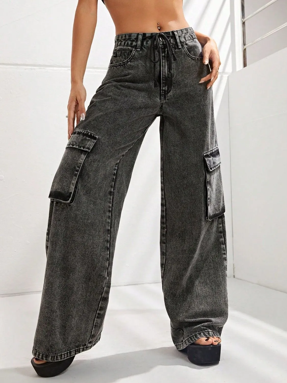 Wide Leg Jeans with Pockets sold by Charming Charlie product image thumbnail 4