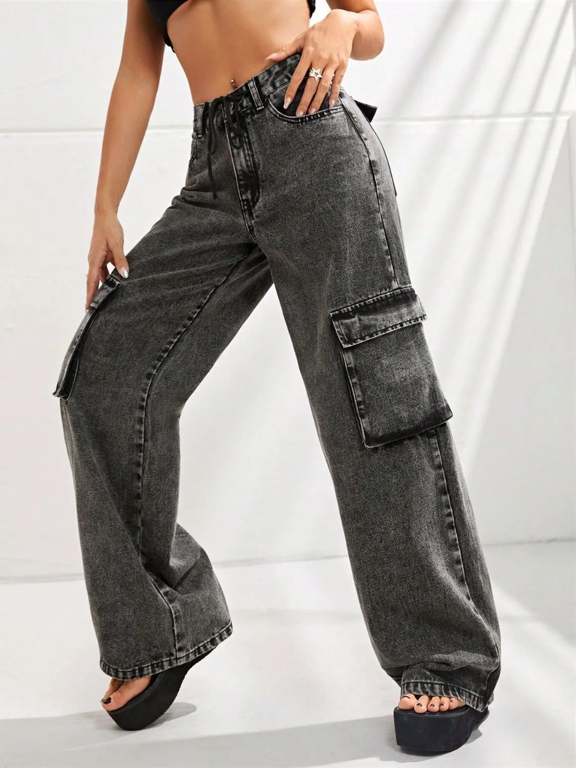 Wide Leg Jeans with Pockets sold by Charming Charlie product image thumbnail 5