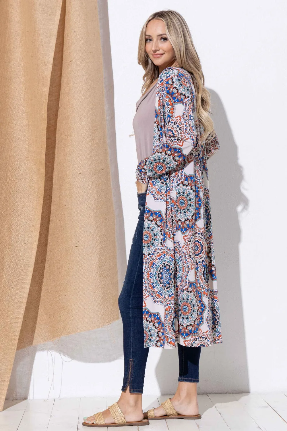 And The Why Printed Kimono Open Front Longline Cardigan sold by Charming Charlie product image thumbnail 3
