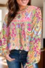 Geometric Printed Round Neck Long Sleeve Blouse sold by Charming Charlie