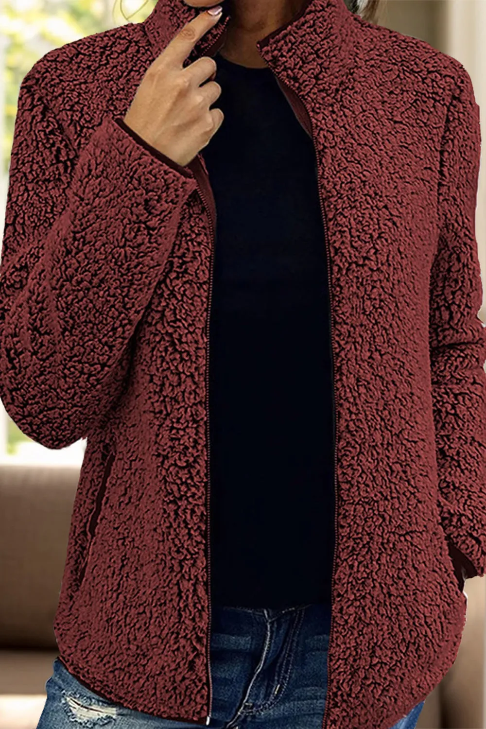 Pocketed Zip Up Turtleneck Jacket sold by Charming Charlie product image thumbnail 4