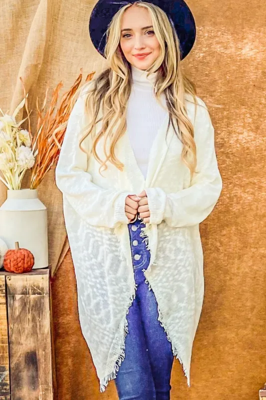 And The Why Textured Knit Fringe Hem Cardigan sold by Charming Charlie