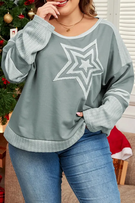 Plus Size Star Round Neck Long Sleeve Top sold by Charming Charlie