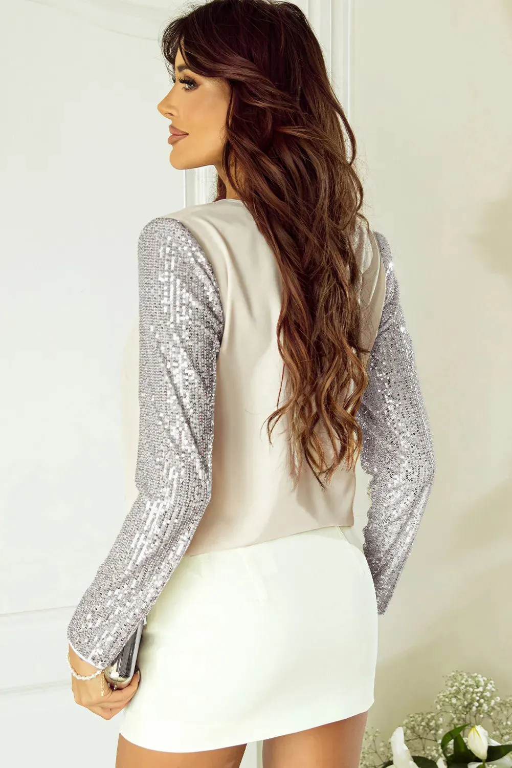 Sequin V-Neck Long Sleeve Blouse sold by Charming Charlie product image thumbnail 4