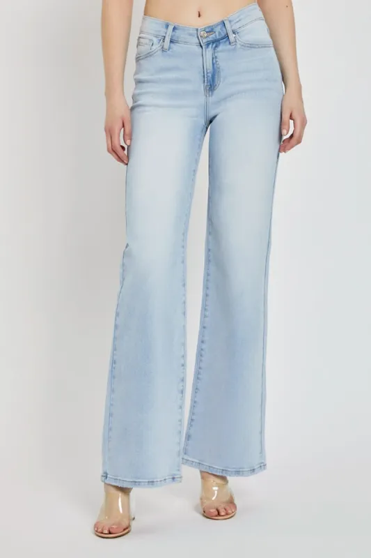 RISEN Full Size Wide Leg V Dipped Front Waist Jeans sold by Charming Charlie
