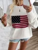 Devine US Flag Round Neck Long Sleeve Knit Top sold by Charming Charlie