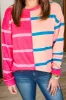 Plus Size Color Block Round Neck Long Sleeve Top sold by Charming Charlie