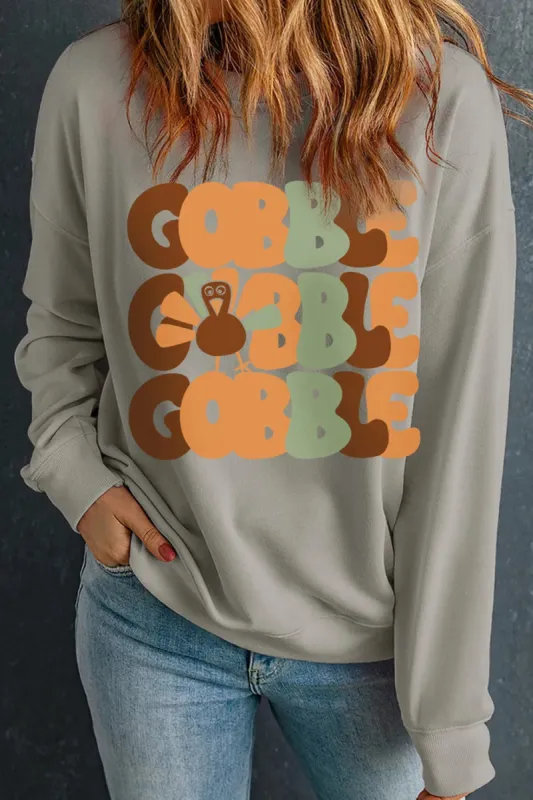 Letter Graphic Round Neck Long Sleeve Sweatshirt sold by Charming Charlie