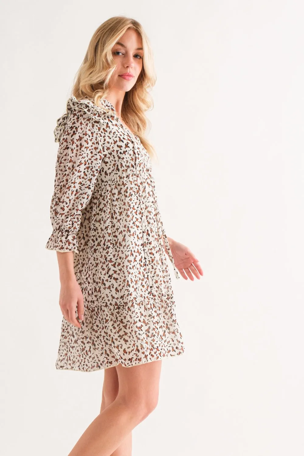 And The Why Leopard Ruffle Hem Woven Mini Dress sold by Charming Charlie product image thumbnail 2
