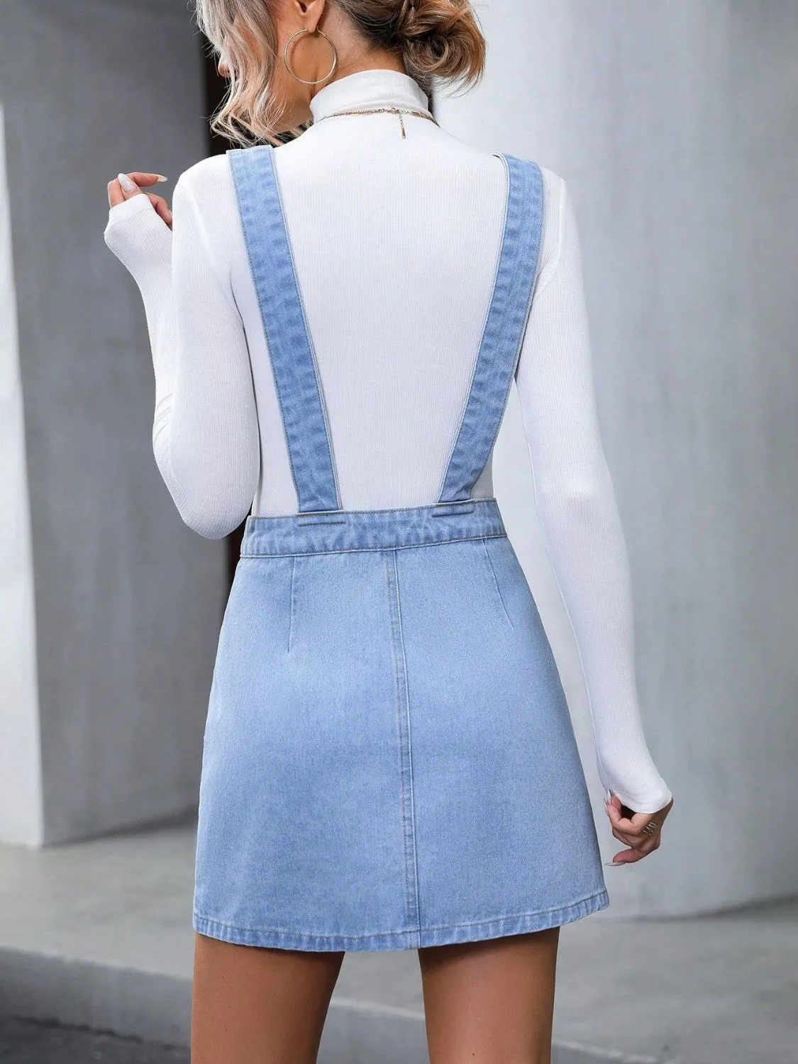 Wide Strap Denim Overall Dress sold by Charming Charlie product image thumbnail 2