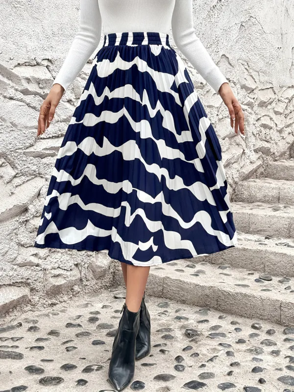 Pleated Printed Elastic Waist Skirt sold by Charming Charlie