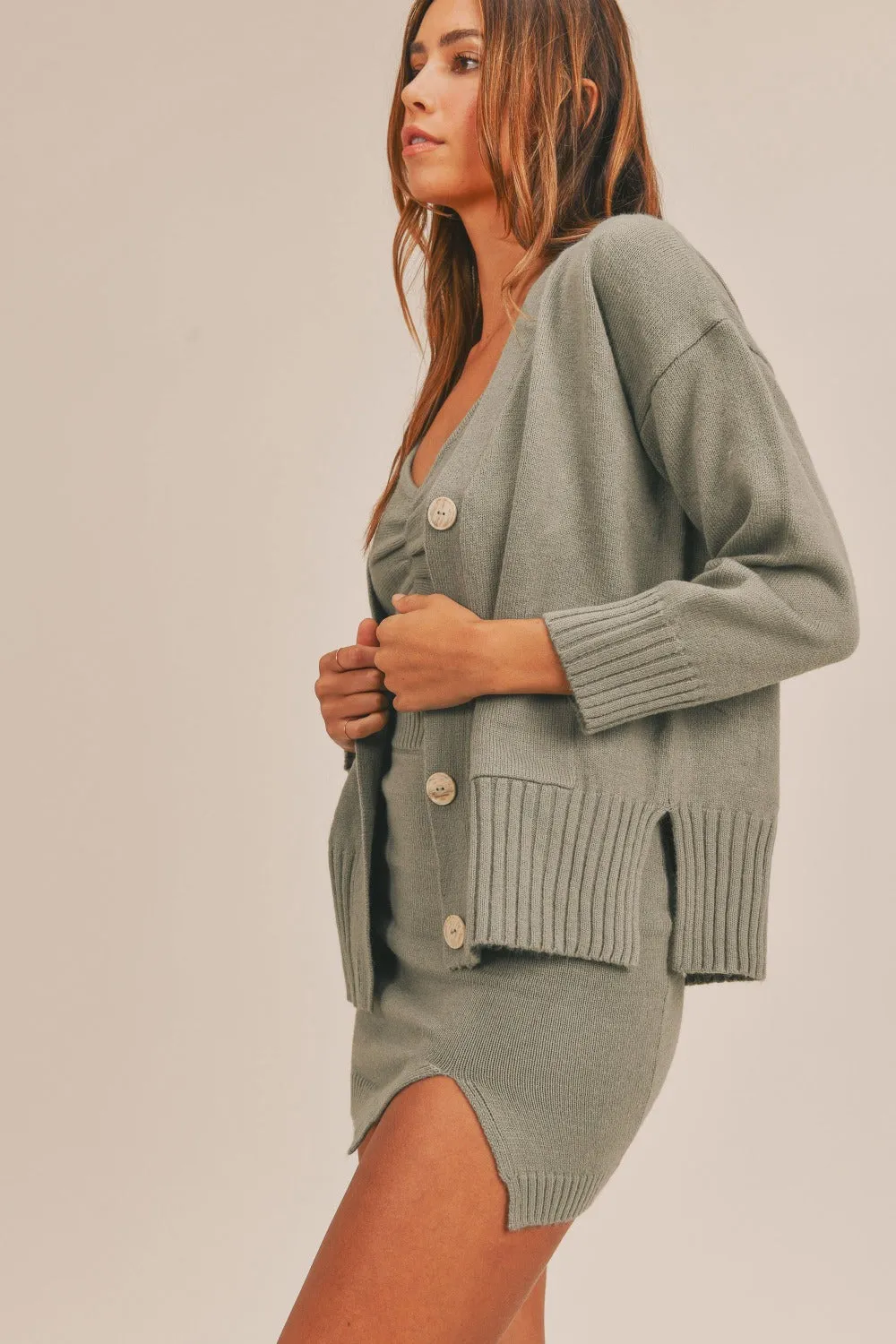 MABLE 3 Pieces Sweater Set with Crop Cami, Mini Skirt, Cardigan sold by Charming Charlie product image thumbnail 3