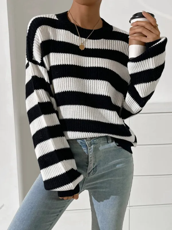 Honey Striped Round Neck Long Sleeve Sweater sold by Charming Charlie