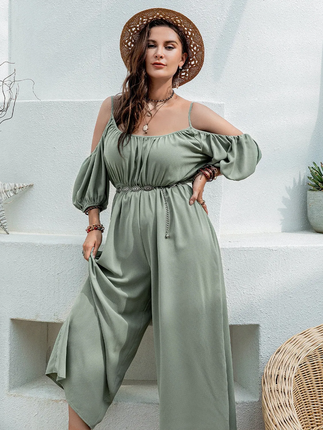 Spaghetti Strap Wide Leg Jumpsuit sold by Charming Charlie product image thumbnail 3