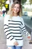 Stand Out Ivory Striped Oversized Knit Sweater sold by Charming Charlie