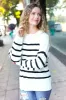 Stand Out Ivory Striped Oversized Knit Sweater sold by Charming Charlie