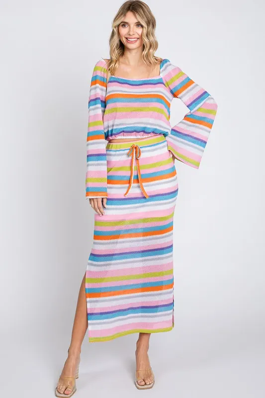Multi-Color Stripe Maxi Skirt sold by Charming Charlie