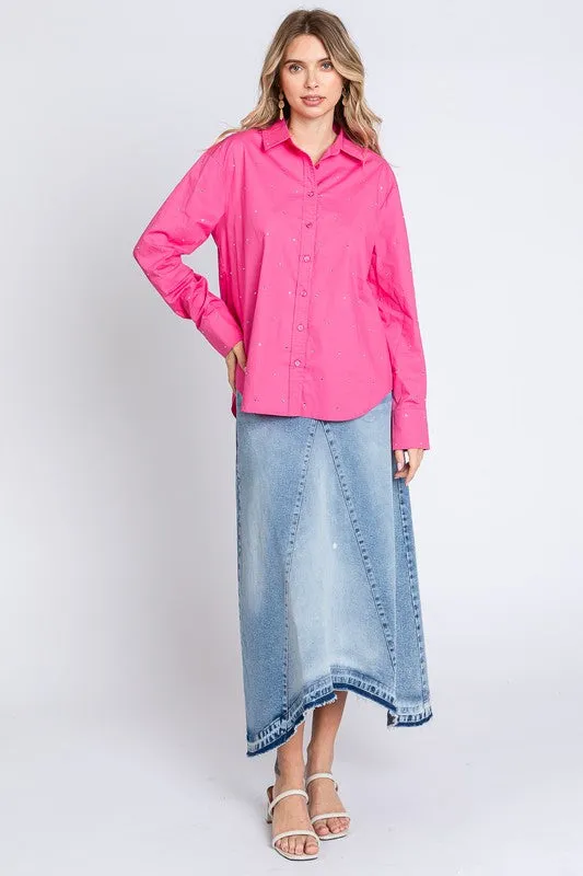 Rhinestone Button Up Shirt sold by Charming Charlie product image thumbnail 5