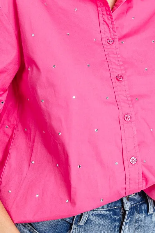 Rhinestone Button Up Shirt sold by Charming Charlie product image thumbnail 4