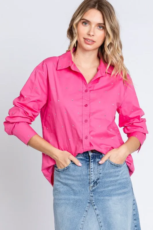 Rhinestone Button Up Shirt sold by Charming Charlie