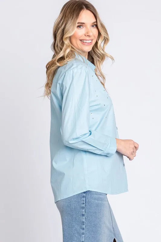 Plus Rhinestone Button Up Shirt sold by Charming Charlie product image thumbnail 2