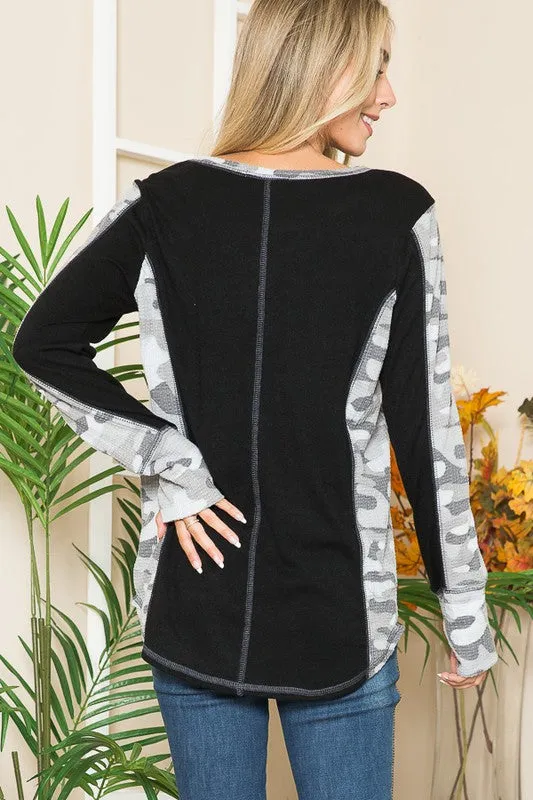 Leopard Print Contrast Thumbhole Knit sold by Charming Charlie product image thumbnail 5