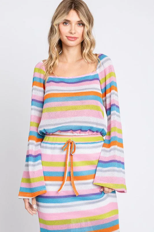Multi-Color Stripe Crop Top sold by Charming Charlie