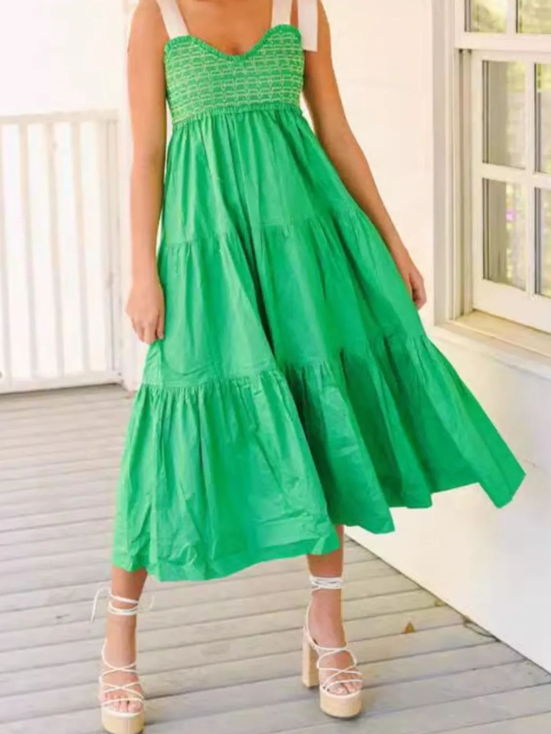 Tiered Tie Shoulder Midi Cami Dress sold by Charming Charlie product image thumbnail 3