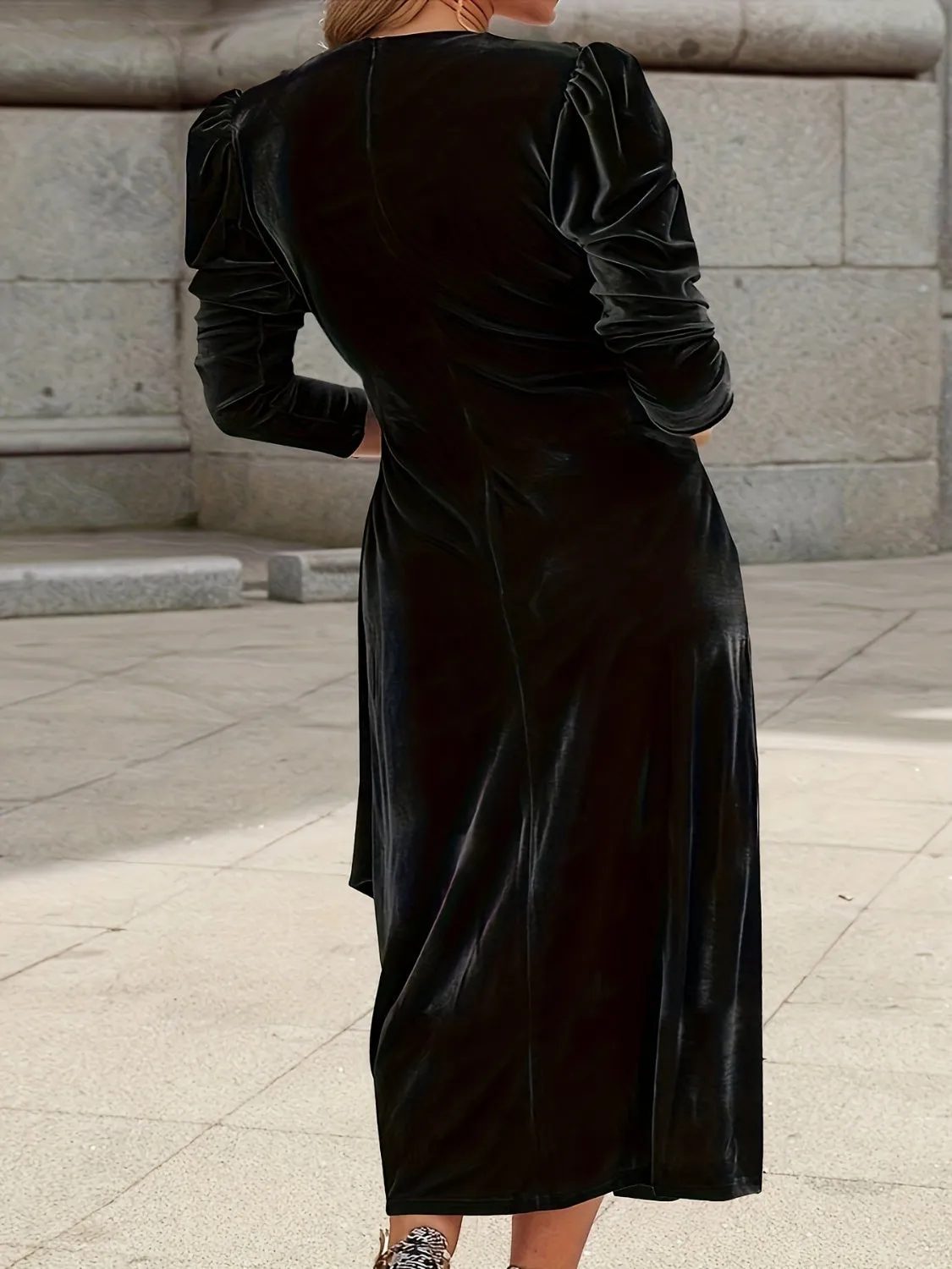 Tied Surplice Long Sleeve Midi Dress sold by Charming Charlie product image thumbnail 5