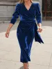 Tied Surplice Long Sleeve Midi Dress sold by Charming Charlie