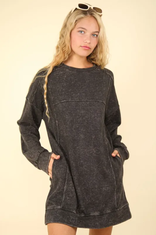 VERY J Mineral Washed Oversized Sweatshirt Mini Dress sold by Charming Charlie