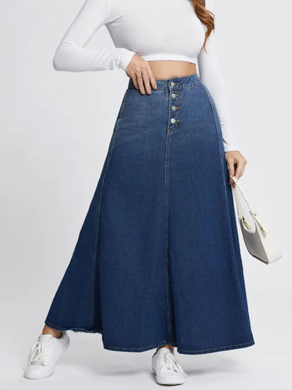 Button-Fly Hight Rise Denim Skirt sold by Charming Charlie