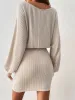 Round Neck Tie Waist Long Sleeve Mini Dress sold by Charming Charlie