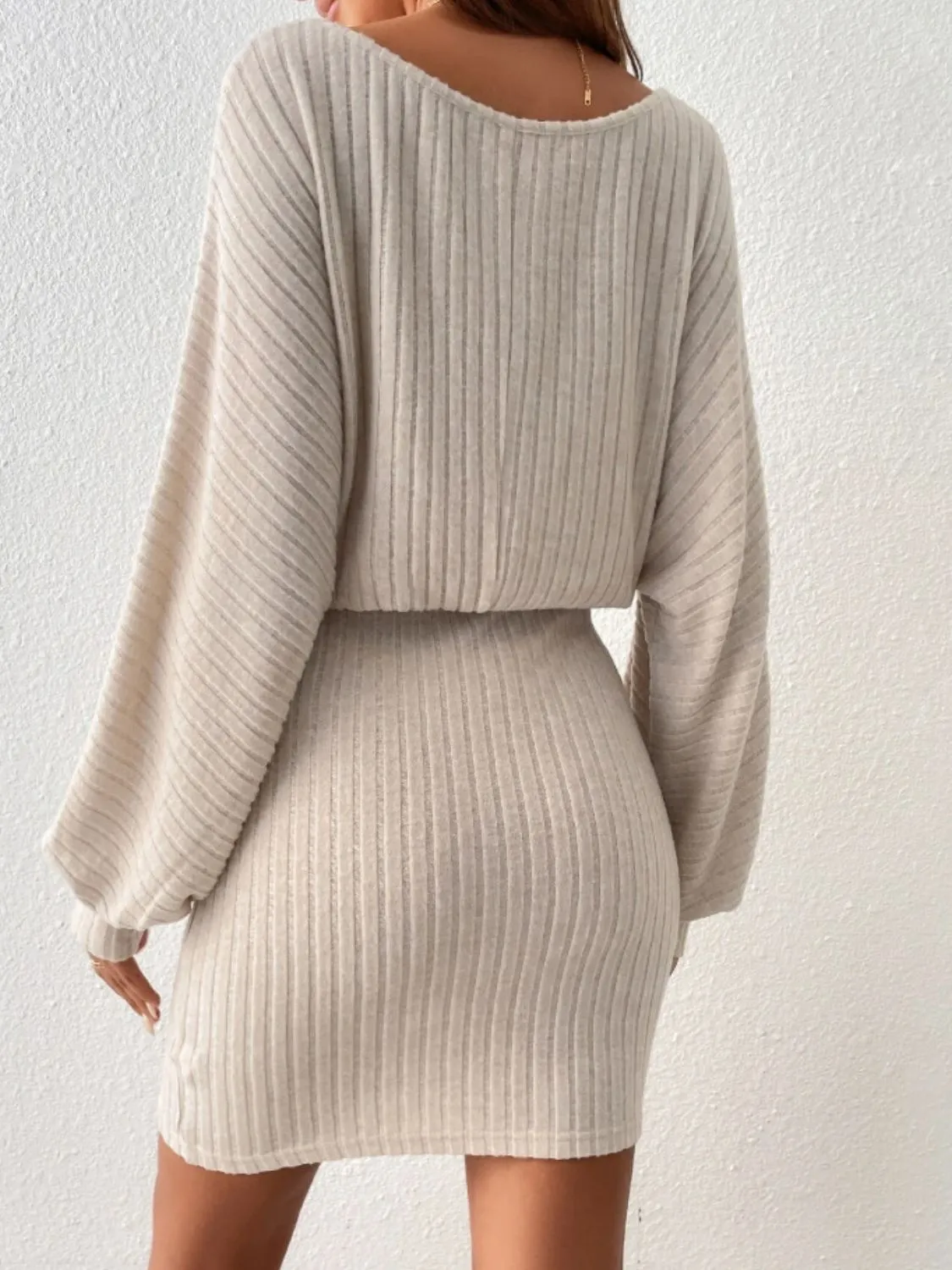 Round Neck Tie Waist Long Sleeve Mini Dress sold by Charming Charlie product image thumbnail 2