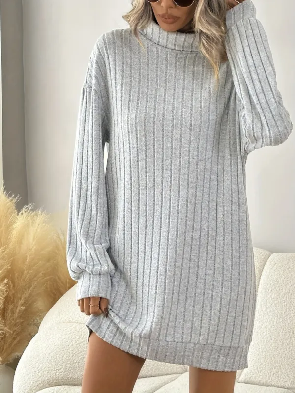 Turtleneck Dropped Shoulder Long Sleeve Mini Dress sold by Charming Charlie