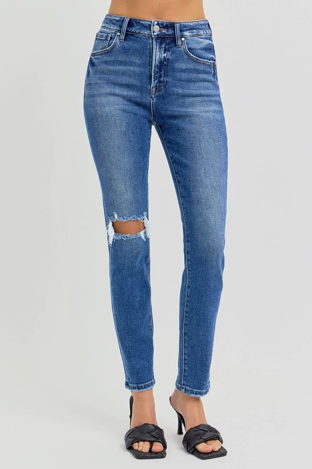 RISEN Full Size High Rise Ankle Skinny Knee Distressed Jeans sold by Charming Charlie product image thumbnail 4