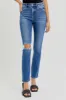 RISEN Full Size High Rise Ankle Skinny Knee Distressed Jeans sold by Charming Charlie