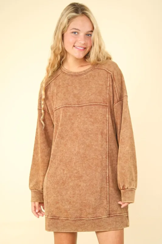 VERY J Mineral Washed Oversized Sweatshirt Mini Dress sold by Charming Charlie