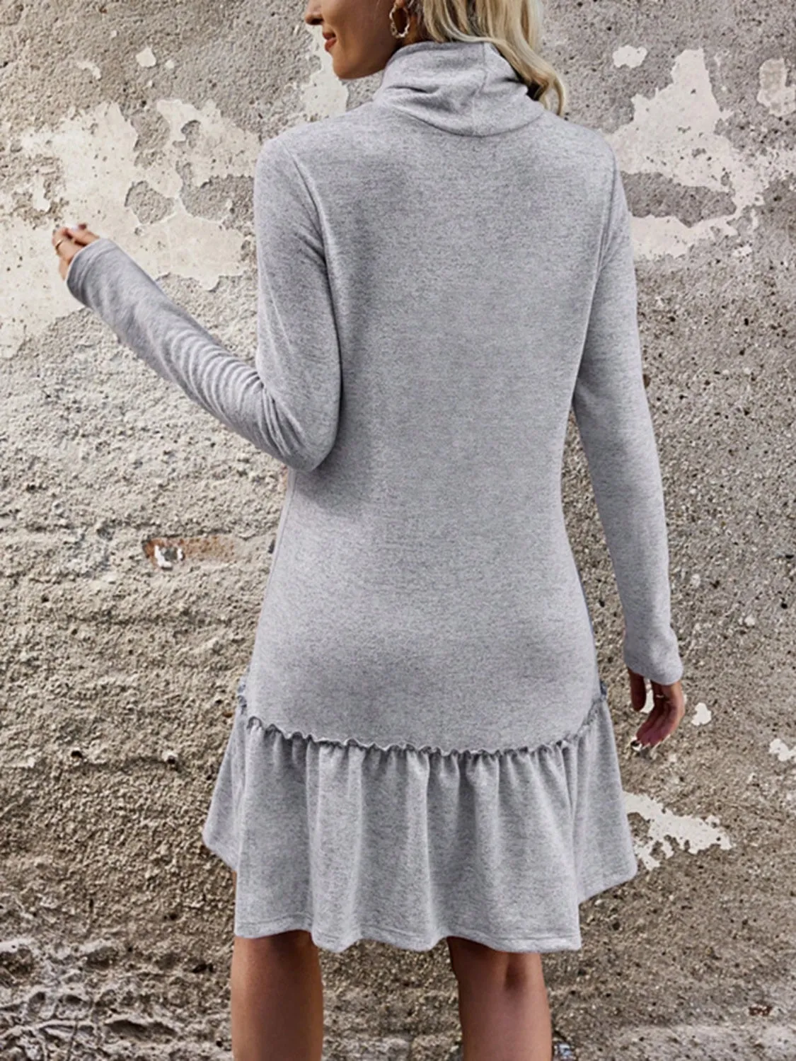 Frill Turtleneck Long Sleeve Dress sold by Charming Charlie product image thumbnail 2