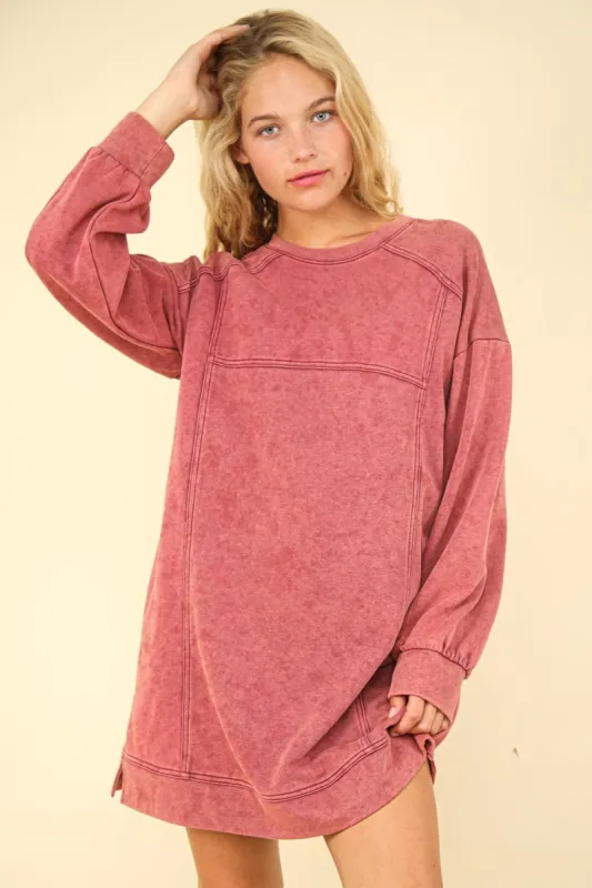 VERY J Mineral Washed Oversized Sweatshirt Mini Dress sold by Charming Charlie