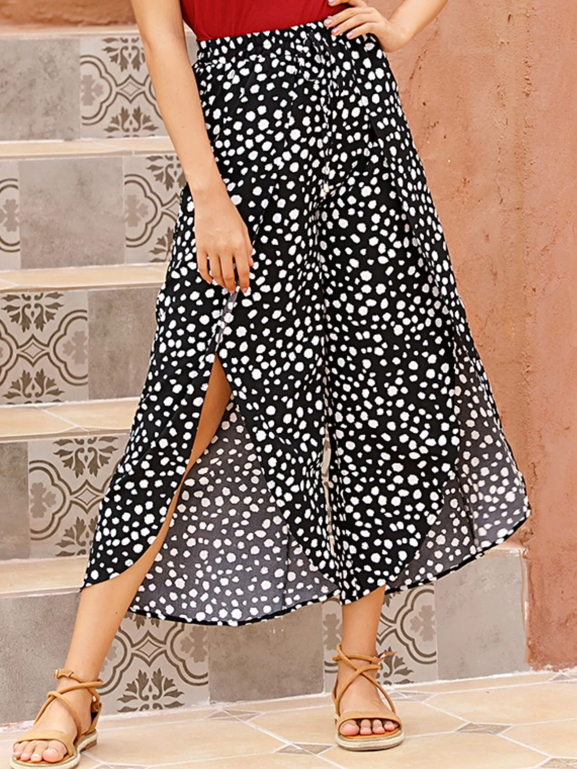 Perfee Slit Polka Dot Wide Leg Pants sold by Charming Charlie product image thumbnail 3