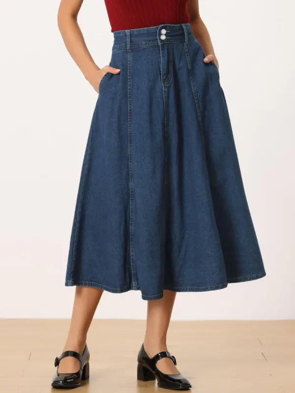 High Rise Denim Skirt with Pockets sold by Charming Charlie
