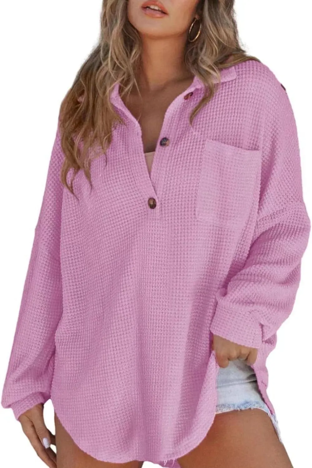 Half Button Long Sleeve Sweatshirt sold by Charming Charlie product image thumbnail 3