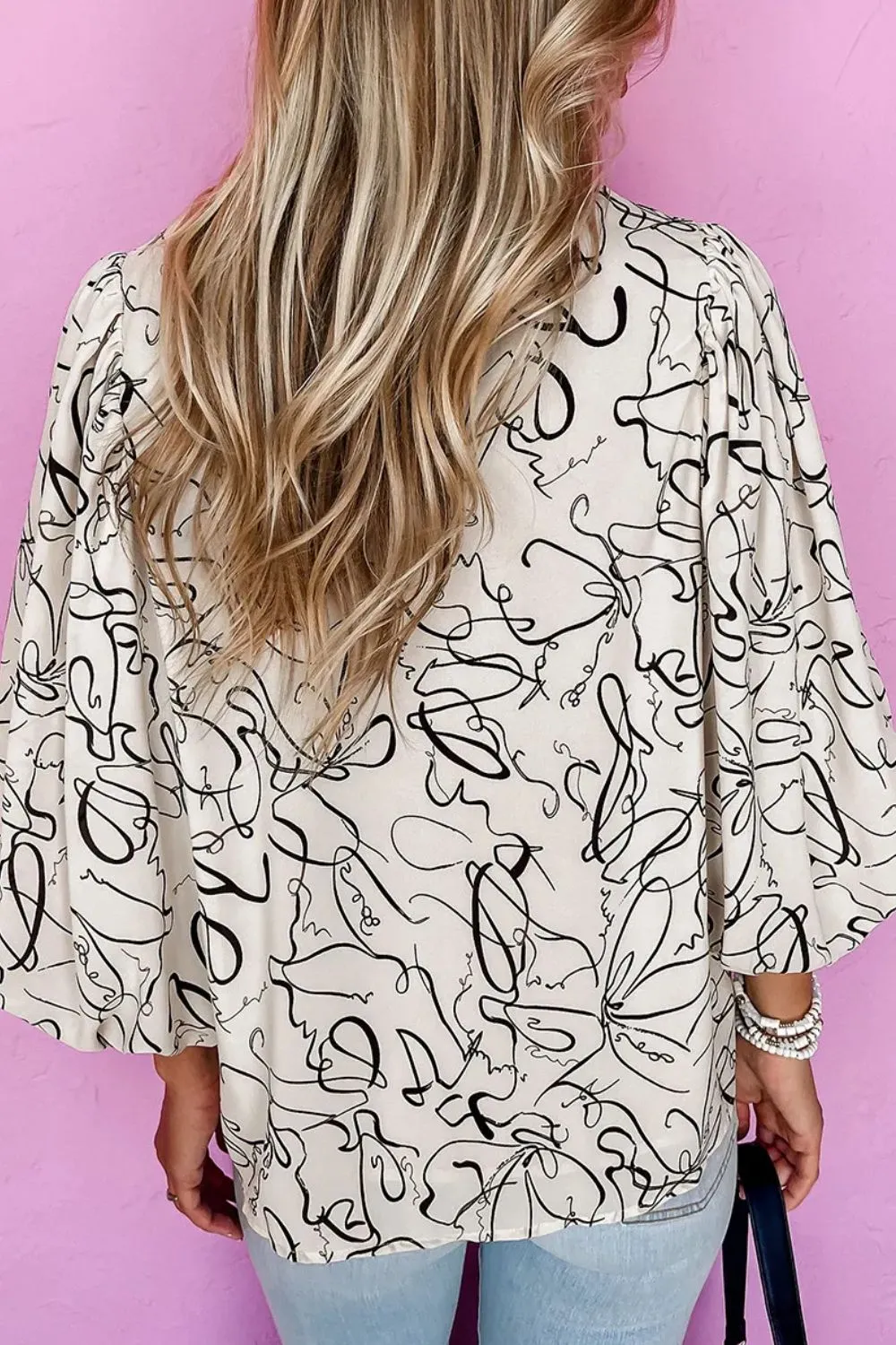 Printed Round Neck Three-Quarter Sleeve Blouse sold by Charming Charlie product image thumbnail 2