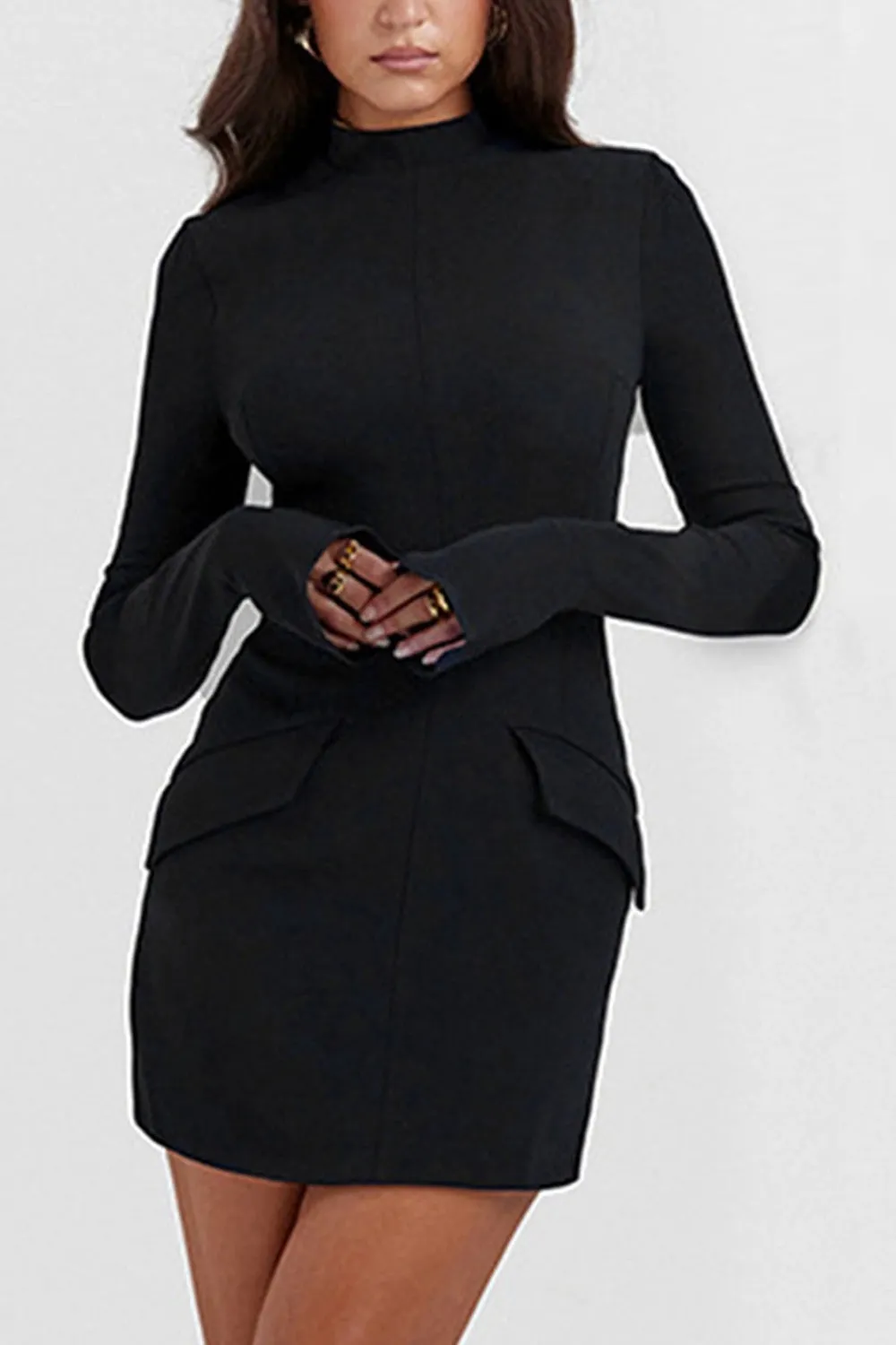 Mock Neck Long Sleeve Mini Dress sold by Charming Charlie product image thumbnail 2