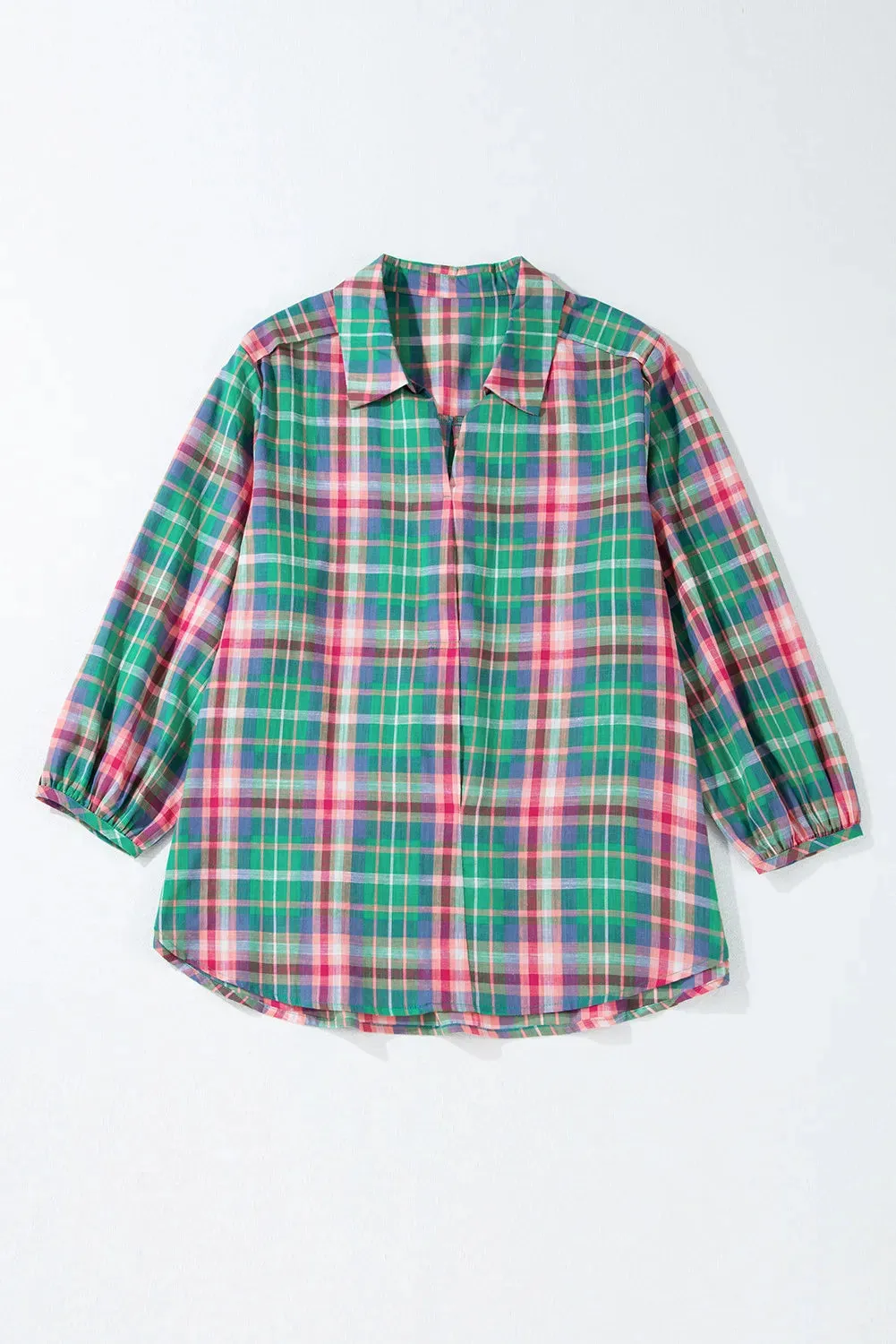 Plaid Collared Neck Three-Quarter Sleeve Blouse sold by Charming Charlie product image thumbnail 4