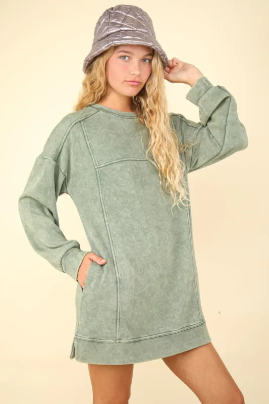 VERY J Mineral Washed Oversized Sweatshirt Mini Dress sold by Charming Charlie