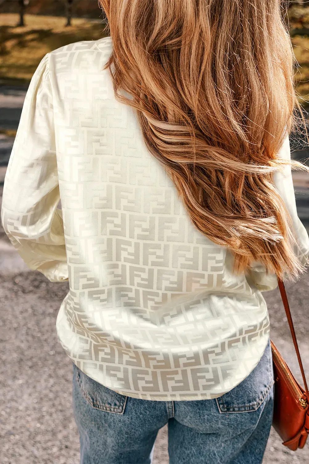 Geometric V-Neck Long Sleeve Blouse sold by Charming Charlie product image thumbnail 2