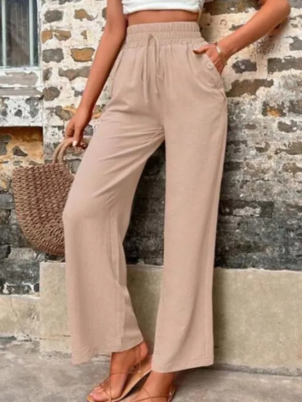 Tied High Waist Wide Leg Pants with Pockets sold by Charming Charlie